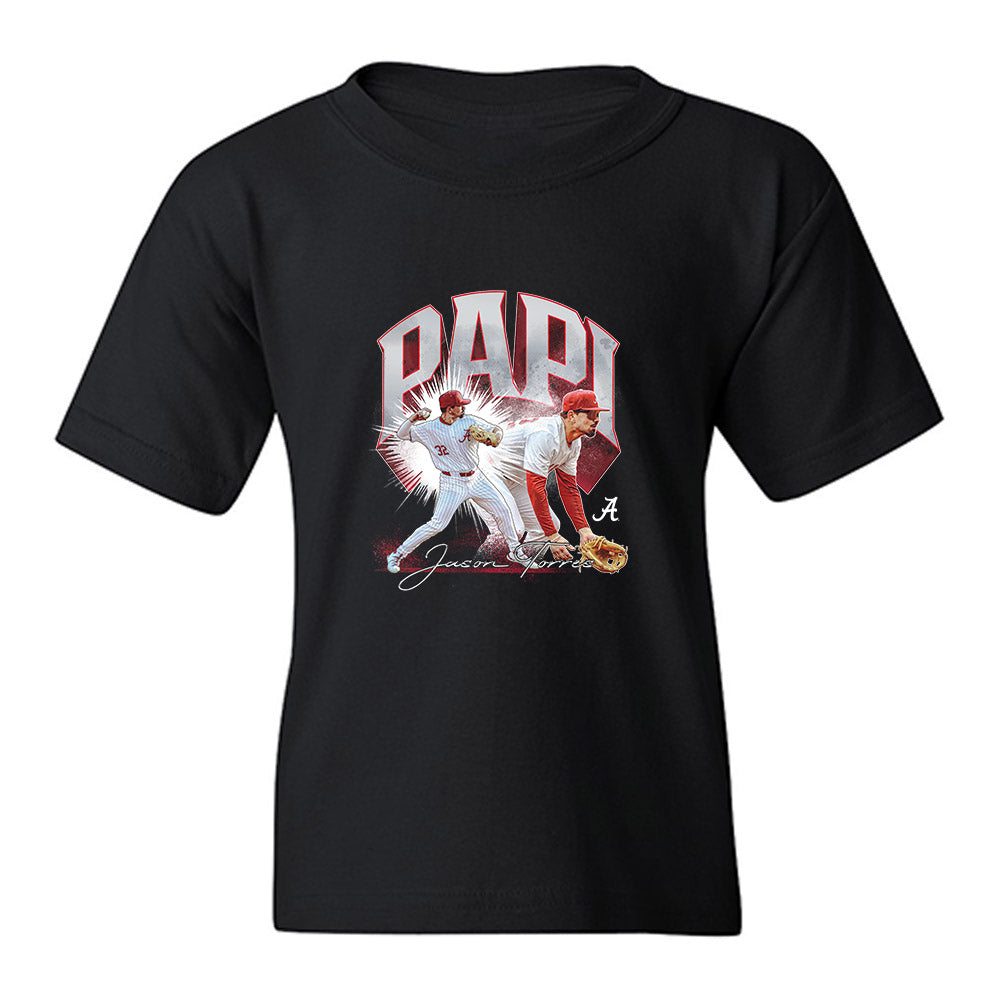 Alabama - NCAA Baseball : Jason Torres - Collage Youth T-Shirt-0