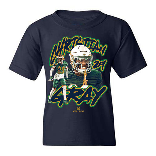 Notre Dame - NCAA Football : Christian Gray - Collage Youth T-Shirt-0