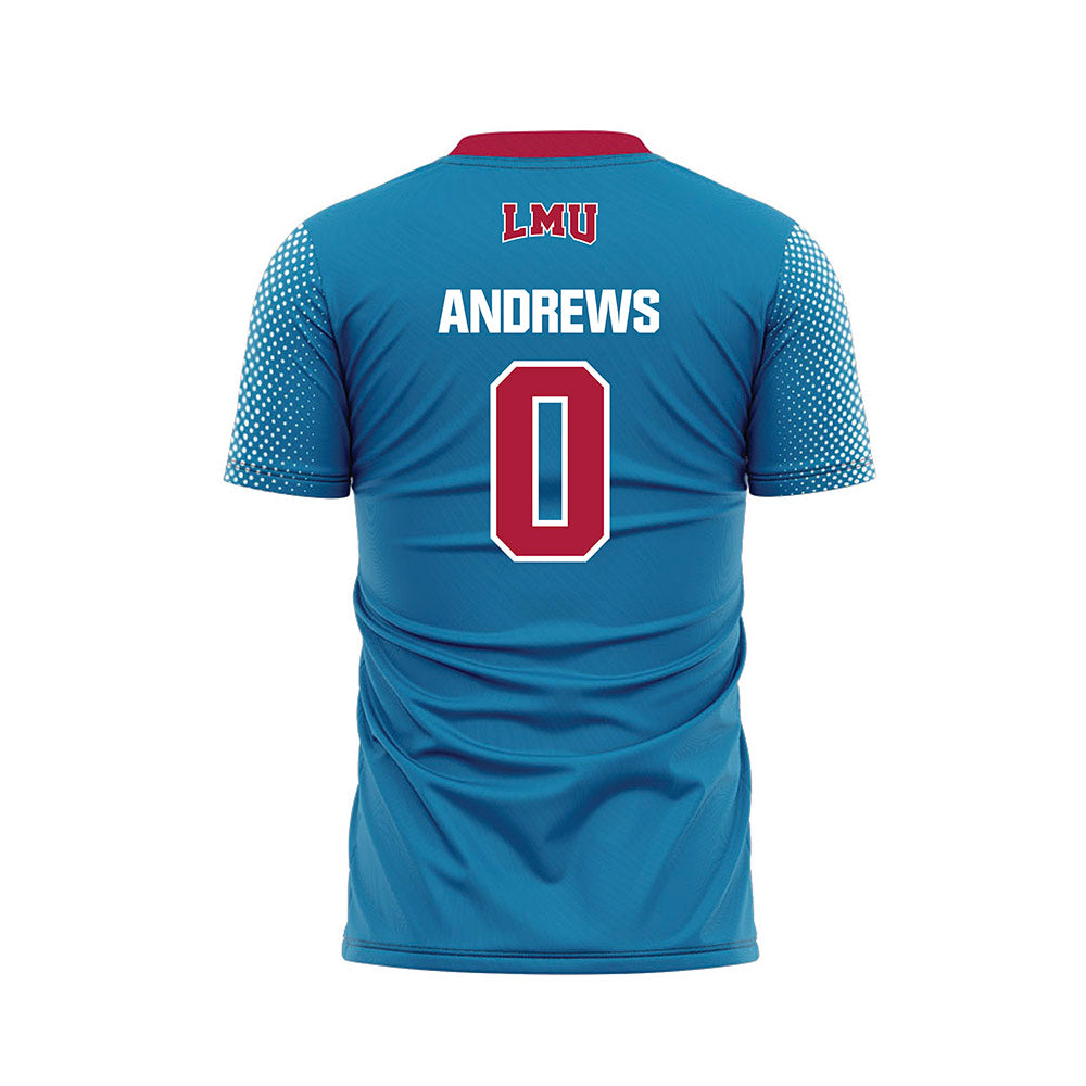 LMU - NCAA Women's Soccer : Elena Andrews - Blue Soccer Jersey-1