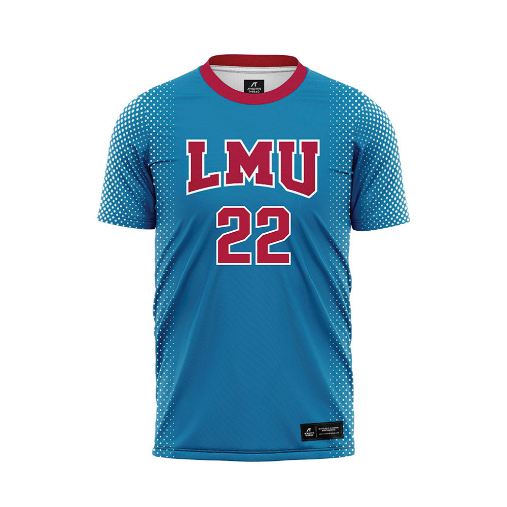 LMU - NCAA Women's Soccer : Caitlyn McCulloch - Blue Soccer Jersey-0