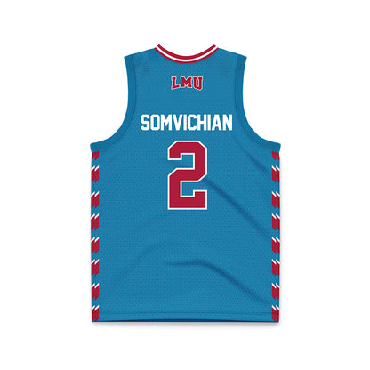 LMU - NCAA Women's Basketball : Mari Somvichian - Blue Basketball Jersey-1