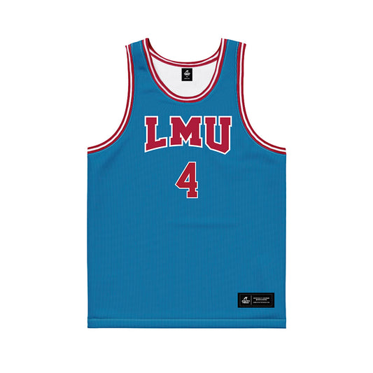 LMU - NCAA Men's Basketball : Aj Thomas - Blue Basketball Jersey-0