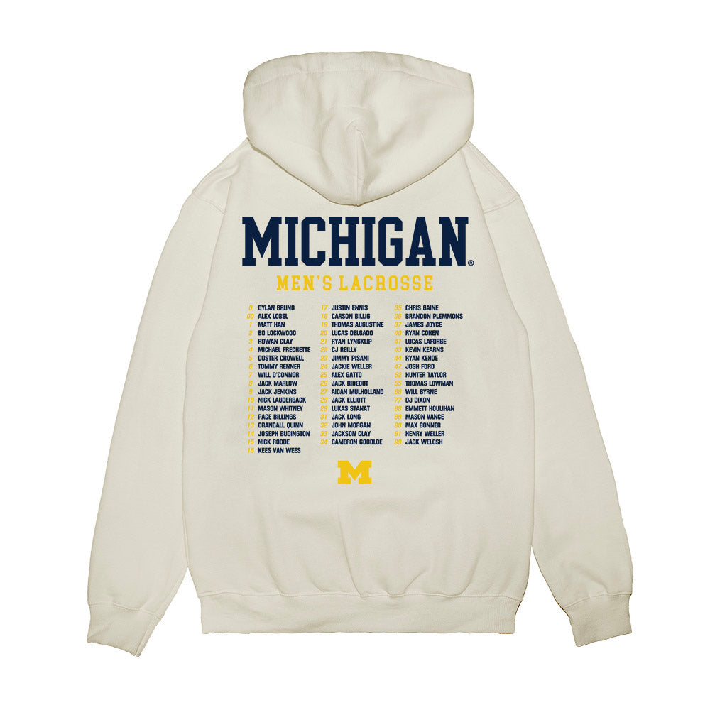 Michigan - NCAA Men's Lacrosse : - Roster Premium Hooded Sweatshirt-1