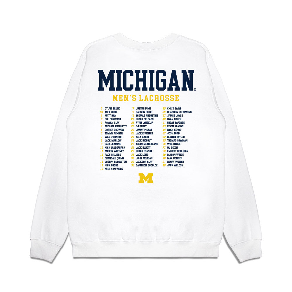 Michigan - NCAA Men's Lacrosse : - Roster Premium Crewneck Sweatshirt-1