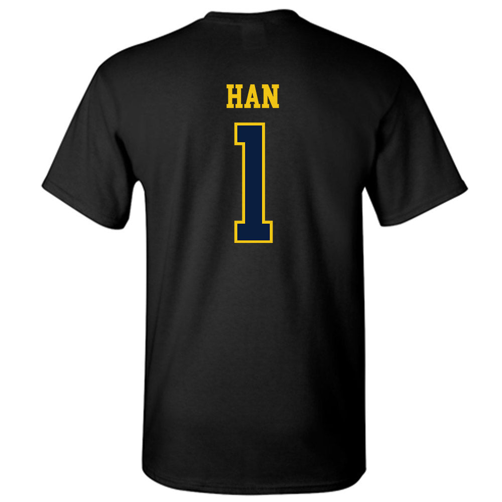Michigan - NCAA Men's Lacrosse : Matt Han - Sports Shersey T-Shirt-1