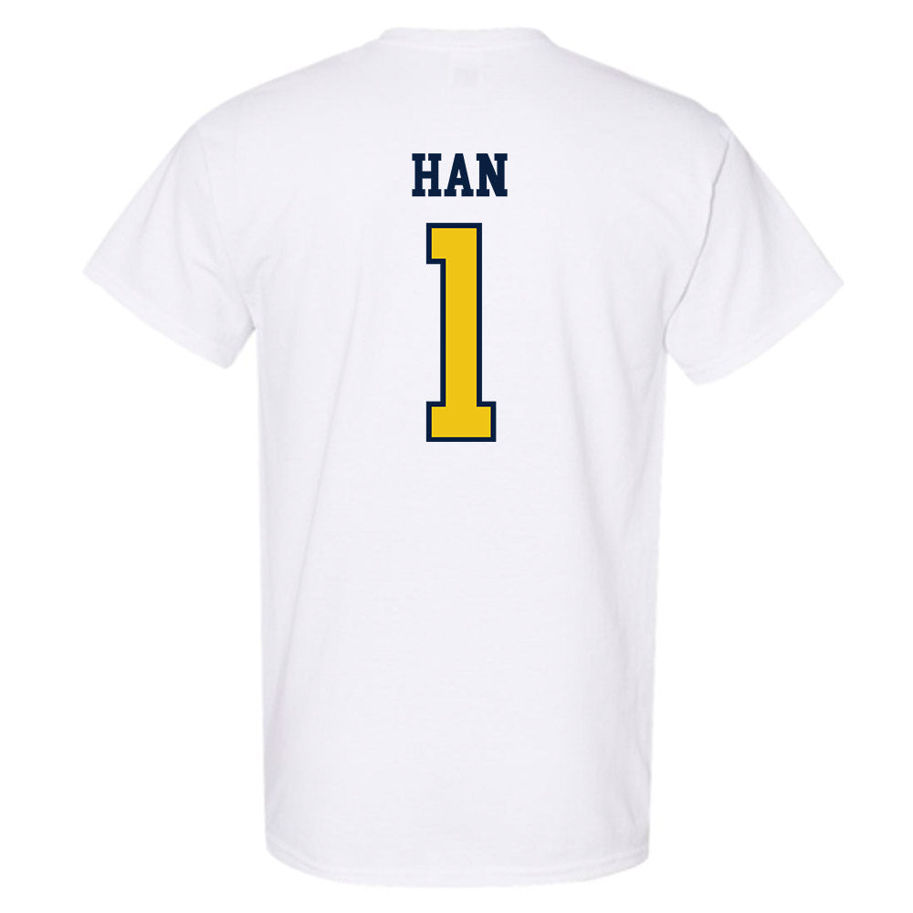 Michigan - NCAA Men's Lacrosse : Matt Han - Sports Shersey T-Shirt-1