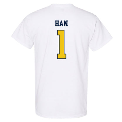 Michigan - NCAA Men's Lacrosse : Matt Han - Sports Shersey T-Shirt-1