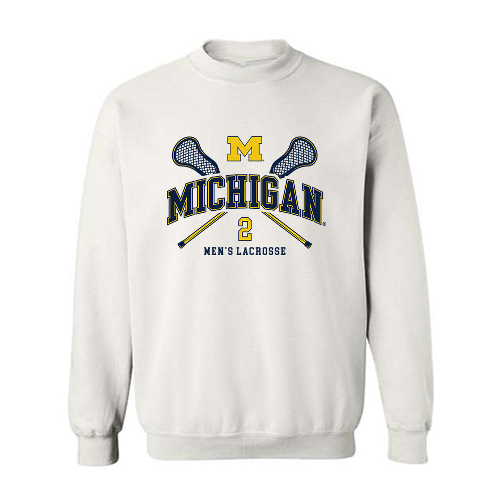 Michigan - NCAA Men's Lacrosse : Bo Lockwood - Sports Shersey Crewneck Sweatshirt-0