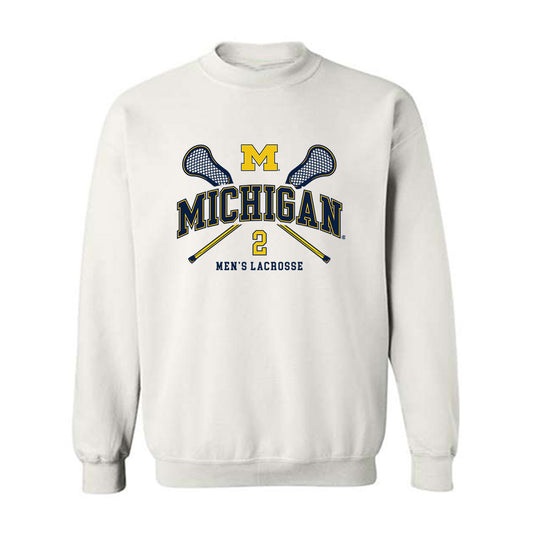 Michigan - NCAA Men's Lacrosse : Bo Lockwood - Sports Shersey Crewneck Sweatshirt-0