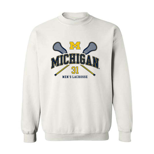 Michigan - NCAA Men's Lacrosse : Jack Long - Sports Shersey Crewneck Sweatshirt-0