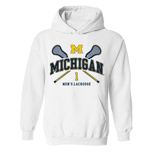Michigan - NCAA Men's Lacrosse : Matt Han - Sports Shersey Hooded Sweatshirt-0