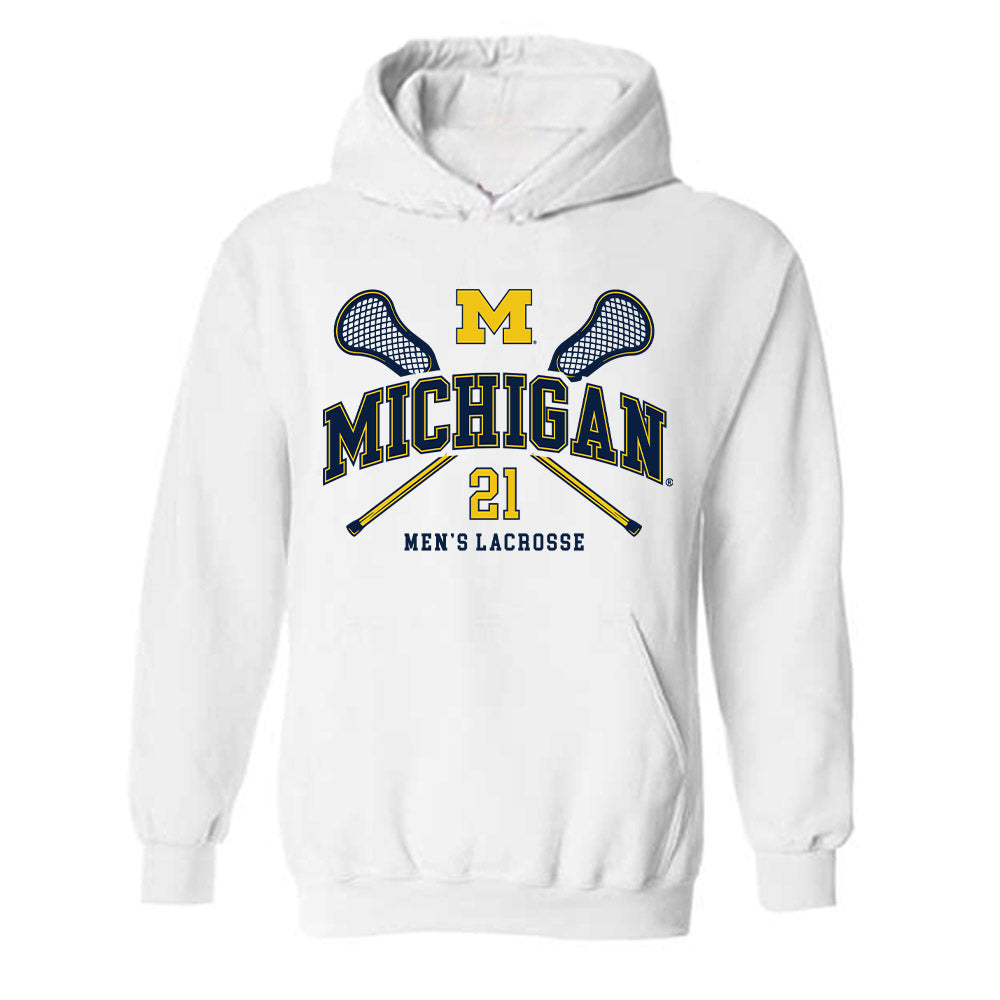 Michigan - NCAA Men's Lacrosse : Ryan Lyngklip - Sports Shersey Hooded Sweatshirt-0