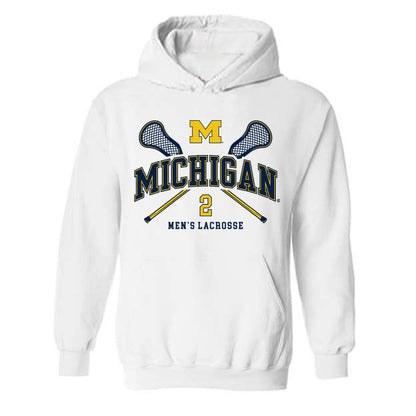 Michigan - NCAA Men's Lacrosse : Bo Lockwood - Sports Shersey Hooded Sweatshirt-0