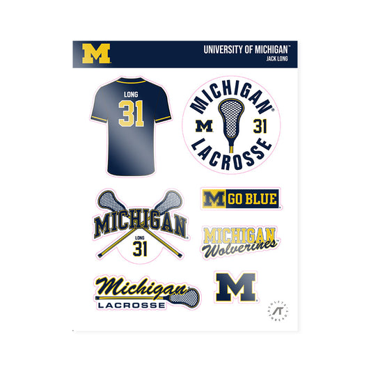 Michigan - NCAA Men's Lacrosse : Jack Long - Sticker Sheet-0
