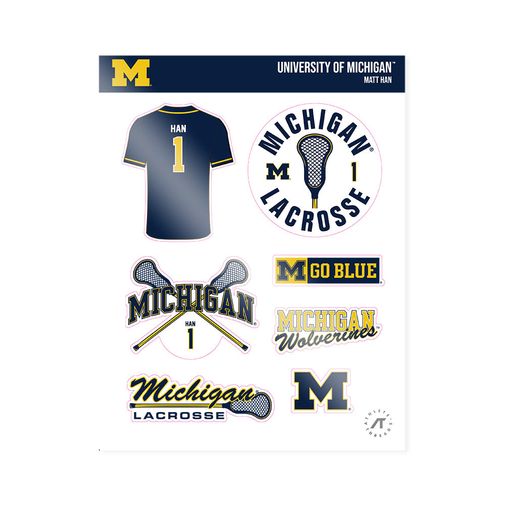 Michigan - NCAA Men's Lacrosse : Matt Han - Sticker Sheet-0