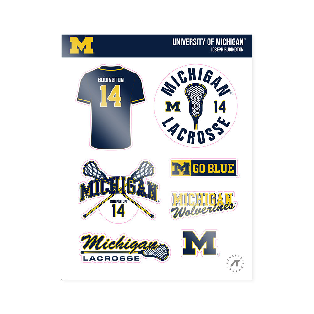 Michigan - NCAA Men's Lacrosse : Joseph Budington - Sticker Sheet-0