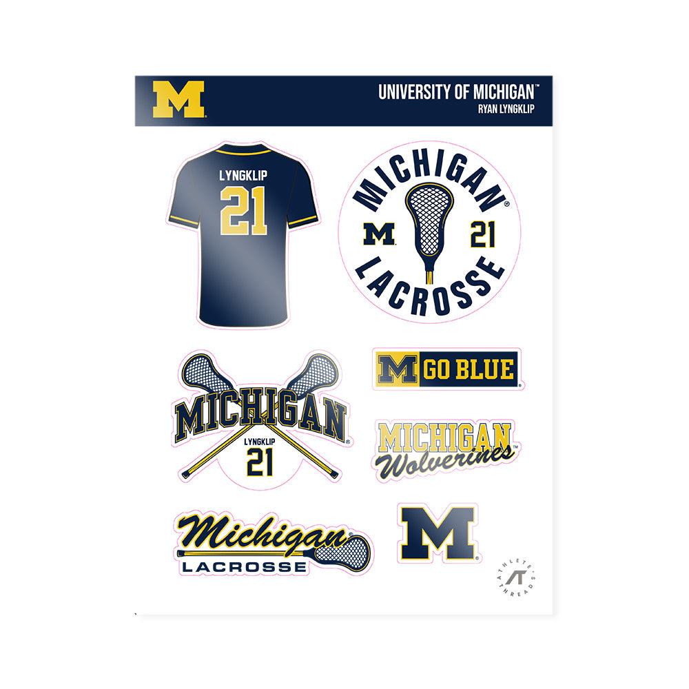 Michigan - NCAA Men's Lacrosse : Ryan Lyngklip - Sticker Sheet-0