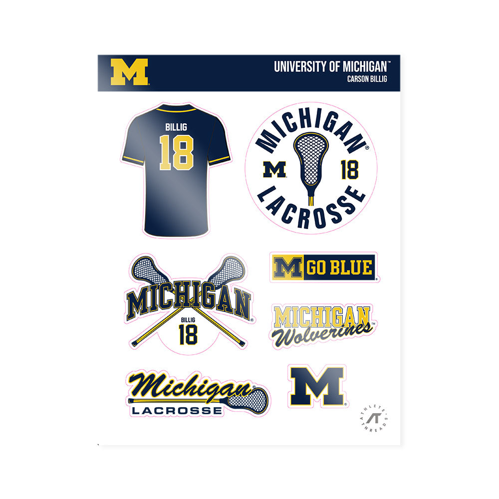 Michigan - NCAA Men's Lacrosse : Carson Billig - Sticker Sheet-0