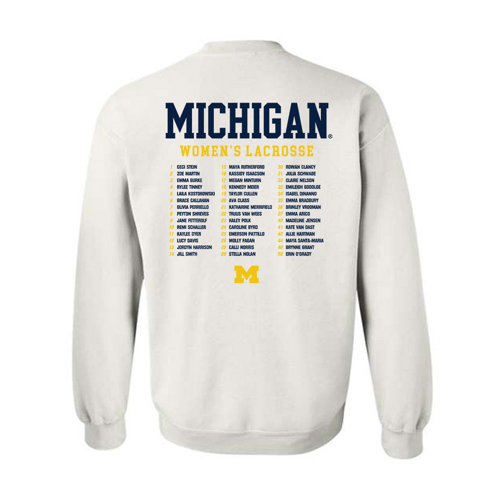 Michigan - NCAA Women's Lacrosse : - Roster Crewneck Sweatshirt-1