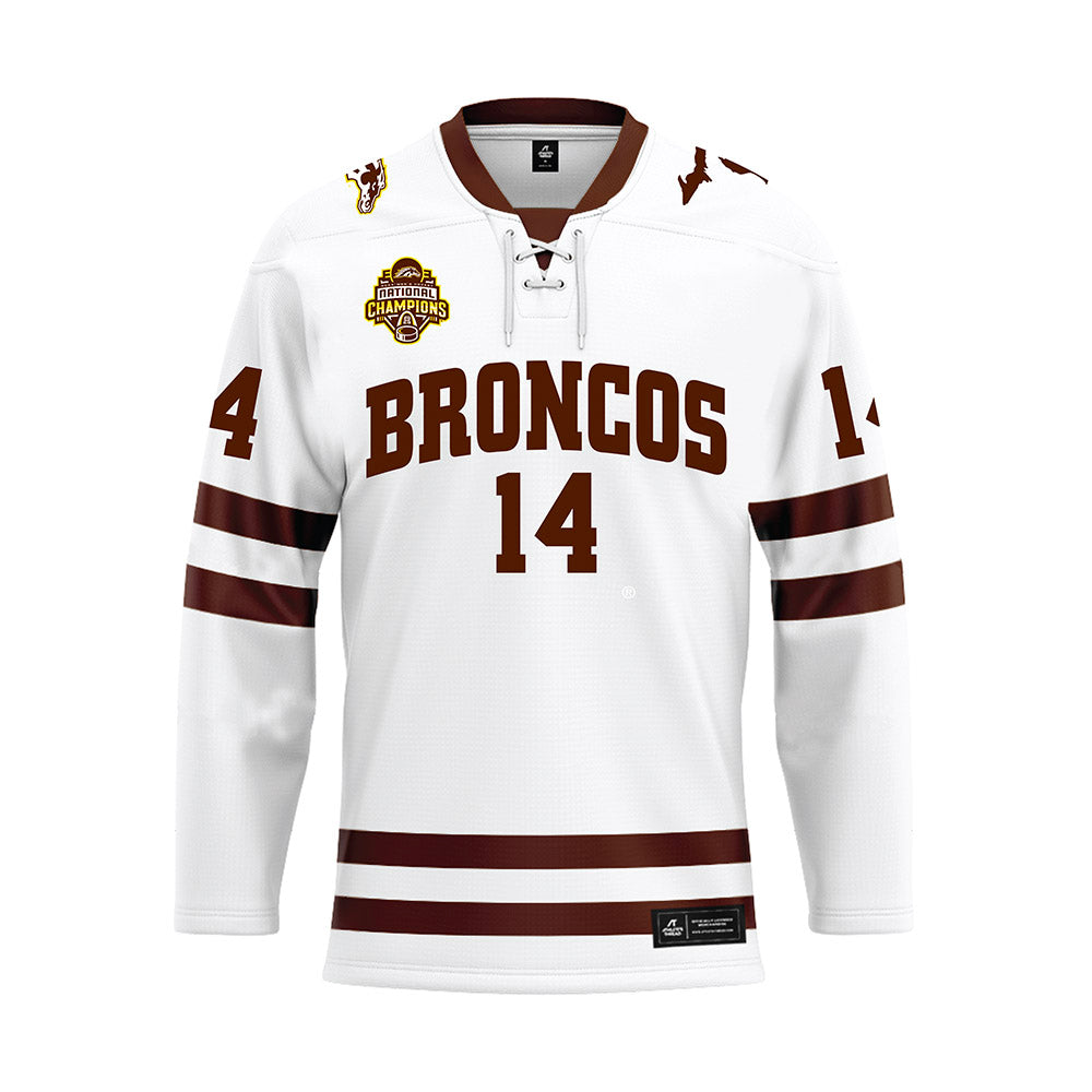 Western Michigan - NCAA Men's Ice Hockey : Colby Woogk - white Hockey Jersey-0