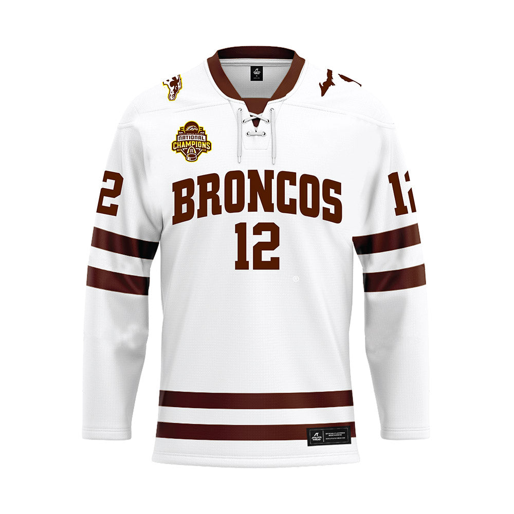 Western Michigan - NCAA Men's Ice Hockey : Samuel Huck - white Hockey Jersey-0