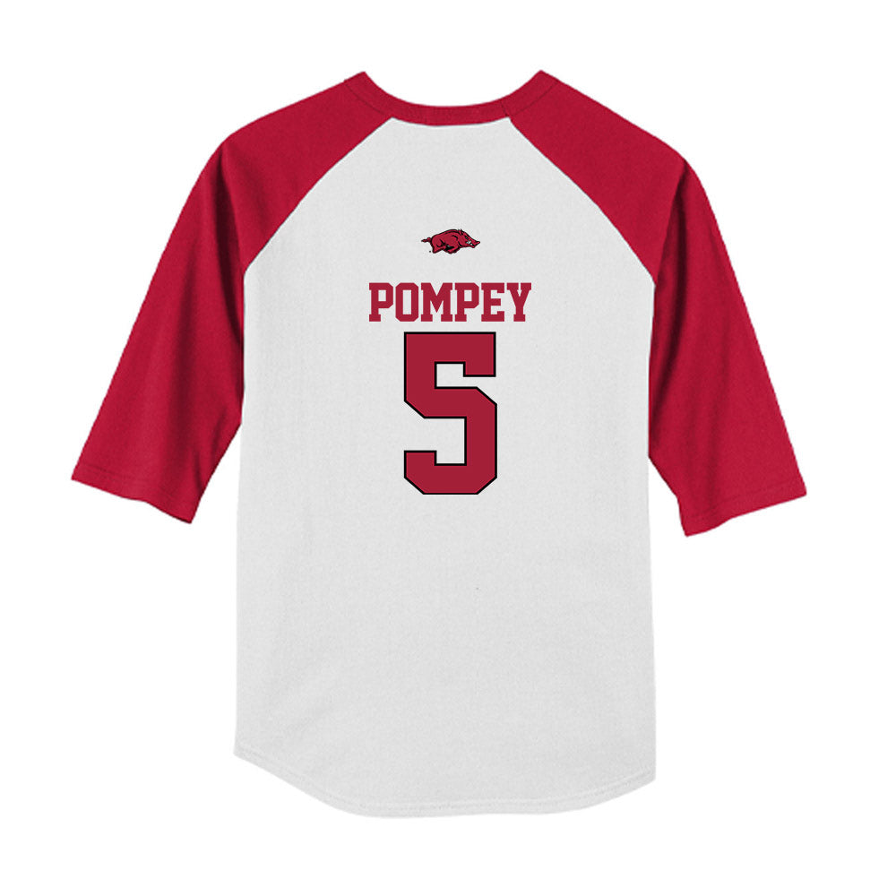 Arkansas - NCAA Baseball : TJ Pompey - USA Youth Raglan T-Shirt-1