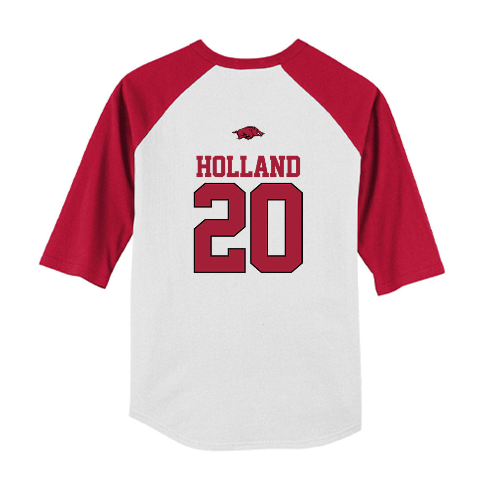 Arkansas - NCAA Baseball : Max Holland - USA Youth Raglan T-Shirt-1