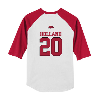 Arkansas - NCAA Baseball : Max Holland - USA Youth Raglan T-Shirt-1