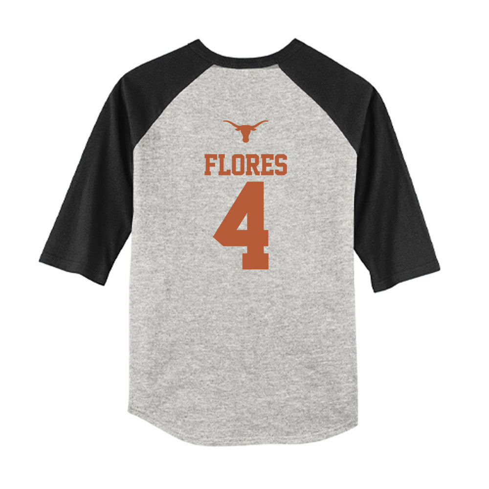 Texas - NCAA Baseball : Jason Flores - USA Raglan Youth Raglan T-Shirt-1