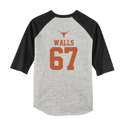 Texas - NCAA Baseball : Brody Walls - USA Raglan Youth Raglan T-Shirt-1