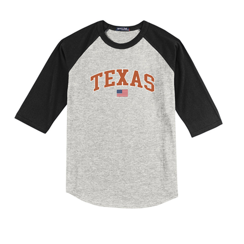 Texas - NCAA Baseball : Max Grubbs - USA Raglan Youth Raglan T-Shirt-0