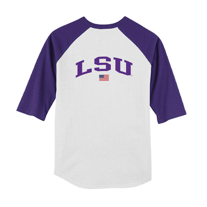 LSU - NCAA Baseball : DJ Primeaux - USA Youth Raglan T-Shirt-1
