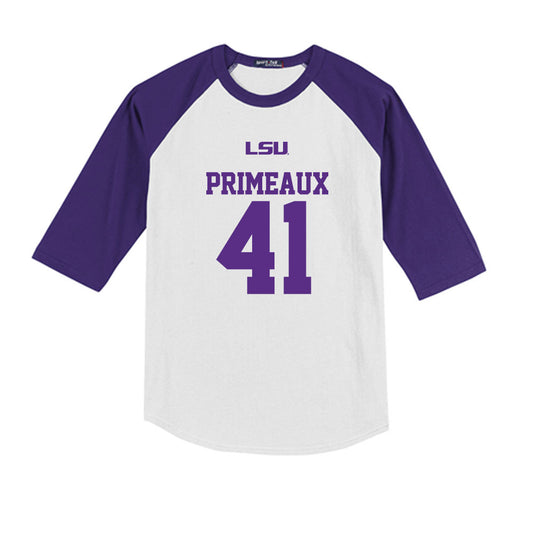 LSU - NCAA Baseball : DJ Primeaux - USA Youth Raglan T-Shirt-0