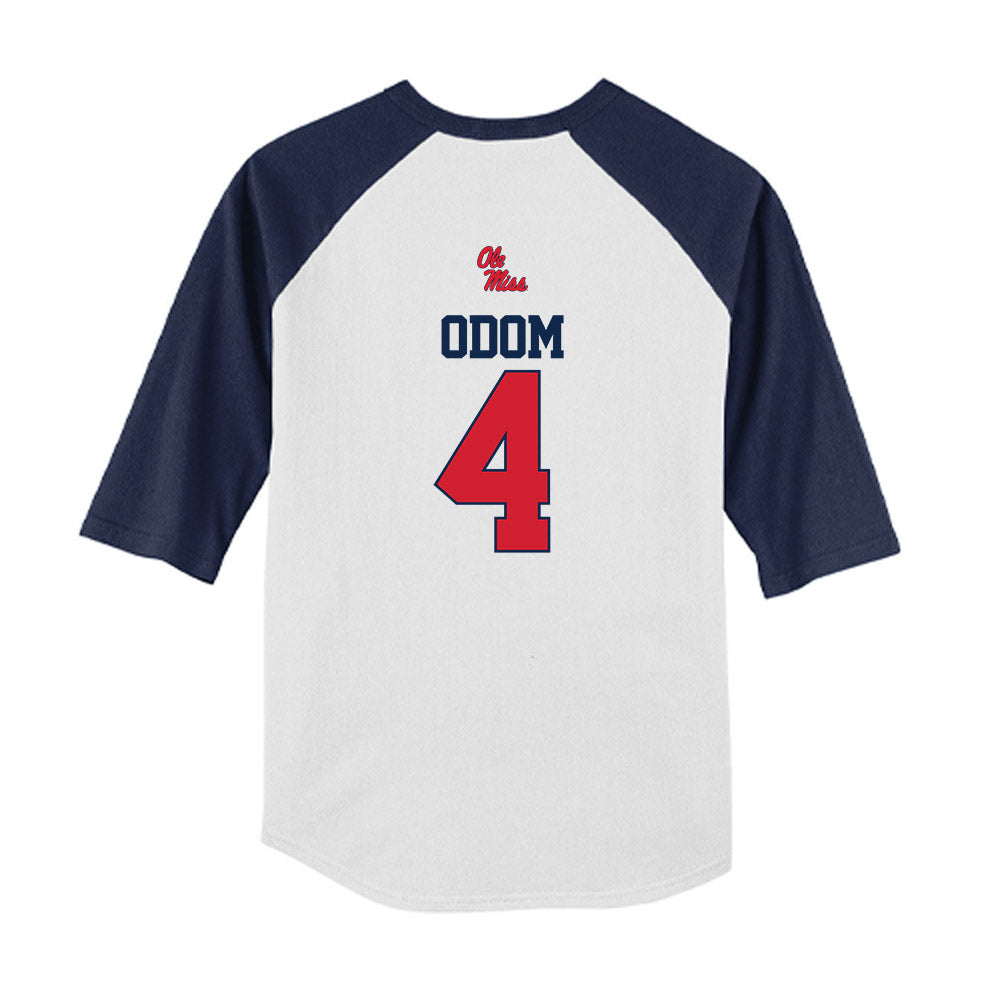 Ole Miss - NCAA Baseball : Leo Odom - USA Youth Raglan T-Shirt-1