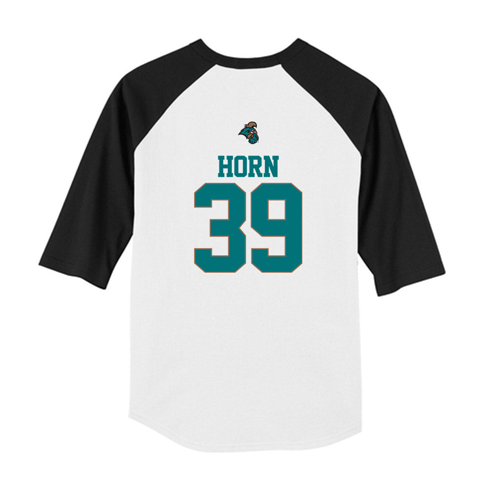 Coastal Carolina - NCAA Baseball : Darin Horn - USA Youth Raglan T-Shirt-1