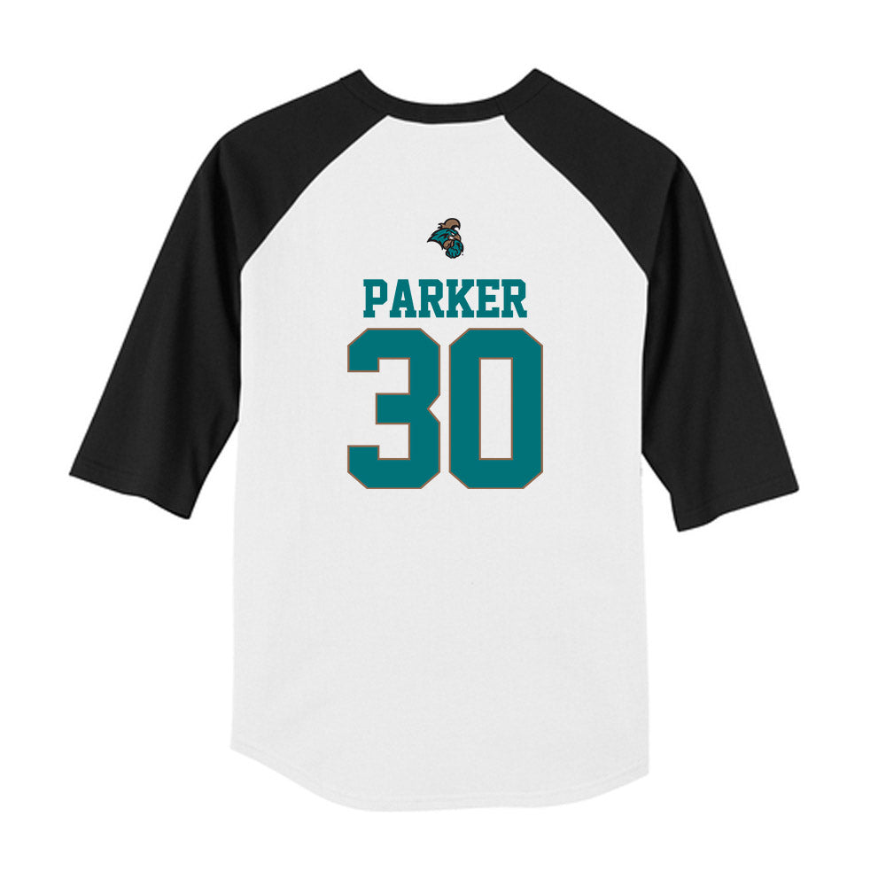 Coastal Carolina - NCAA Baseball : Daniel Parker - USA Youth Raglan T-Shirt-1