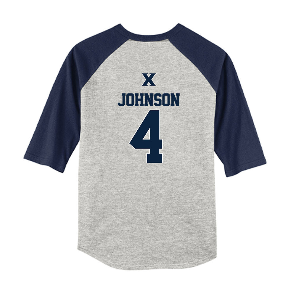 Xavier - NCAA Baseball : Peter Johnson - USA Youth Raglan T-Shirt-1