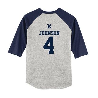 Xavier - NCAA Baseball : Peter Johnson - USA Youth Raglan T-Shirt-1