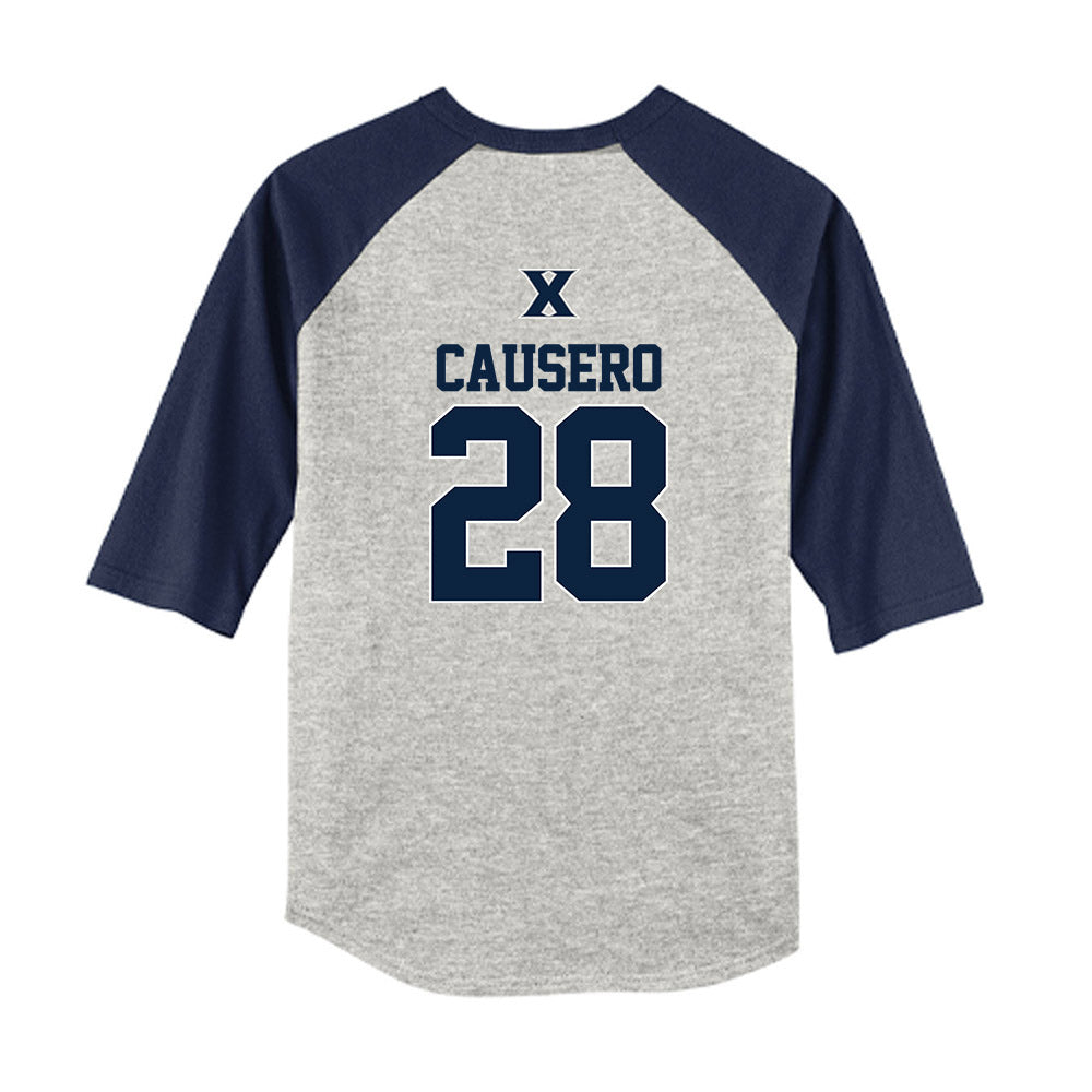 Xavier - NCAA Baseball : Lincoln Causero - USA Youth Raglan T-Shirt-1