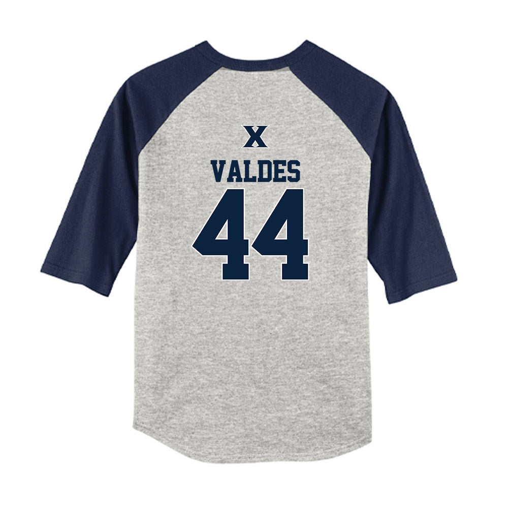 Xavier - NCAA Baseball : Jorge Valdes - USA Youth Raglan T-Shirt-1