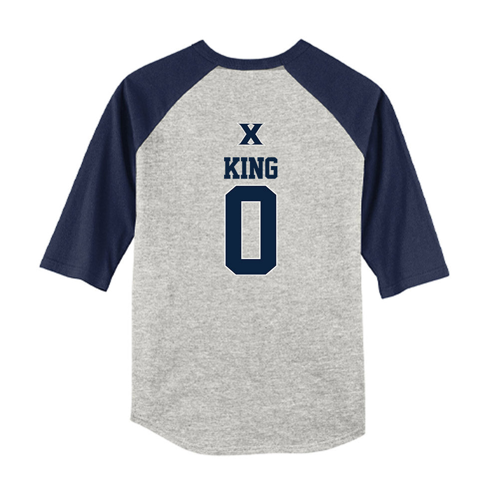 Xavier - NCAA Baseball : Alex King - USA Youth Raglan T-Shirt-1