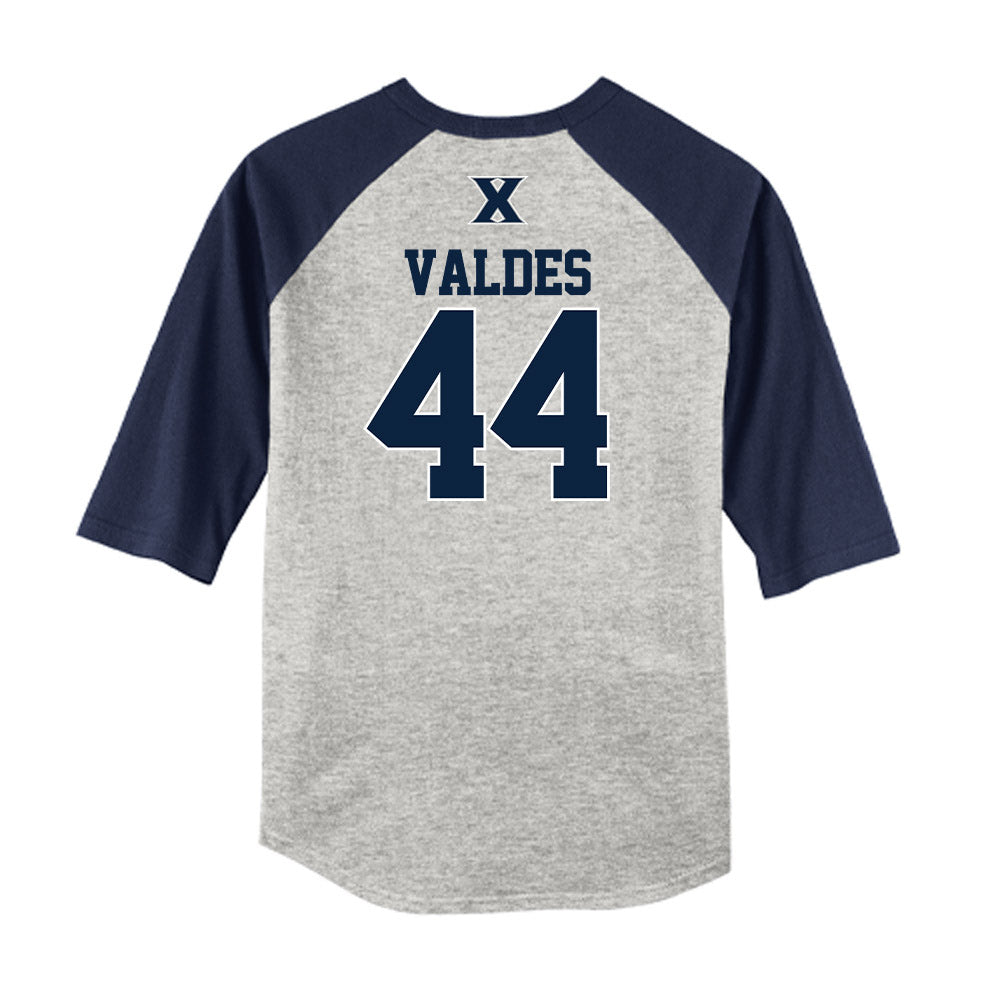 Xavier - NCAA Baseball : Jorge Valdes - USA Raglan Shirt-1