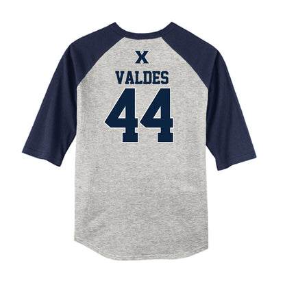 Xavier - NCAA Baseball : Jorge Valdes - USA Raglan Shirt-1
