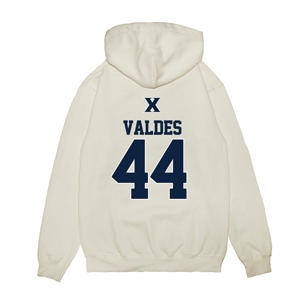 Xavier - NCAA Baseball : Jorge Valdes - USA Premium Hooded Sweatshirt-1