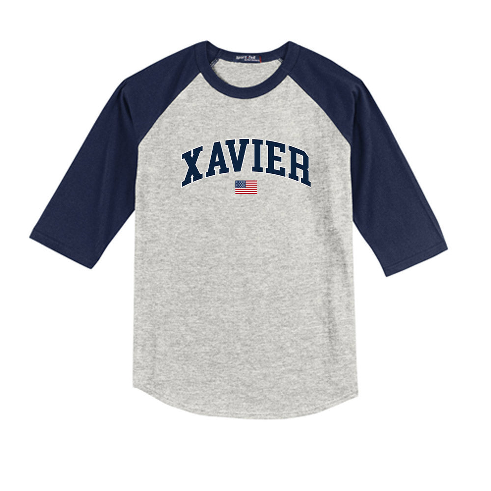 Xavier - NCAA Baseball : Sam Eppley - USA Youth Raglan T-Shirt-0