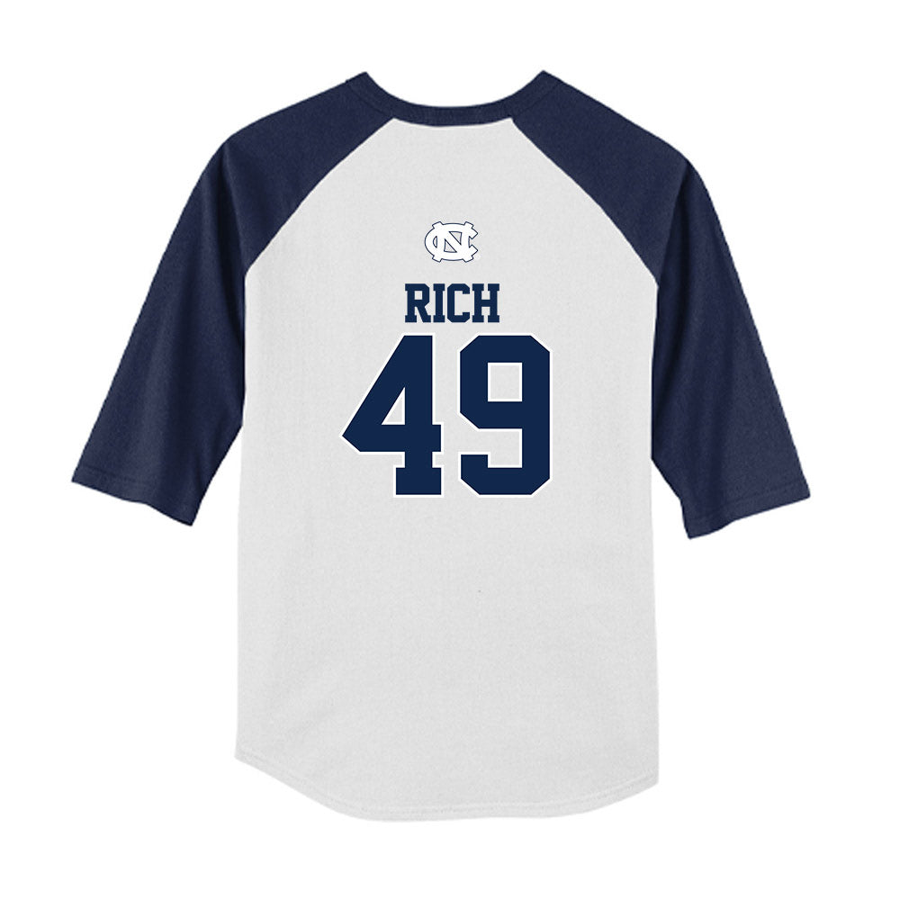 UNC - NCAA Baseball : Amos Rich - USA Youth Raglan T-Shirt-1