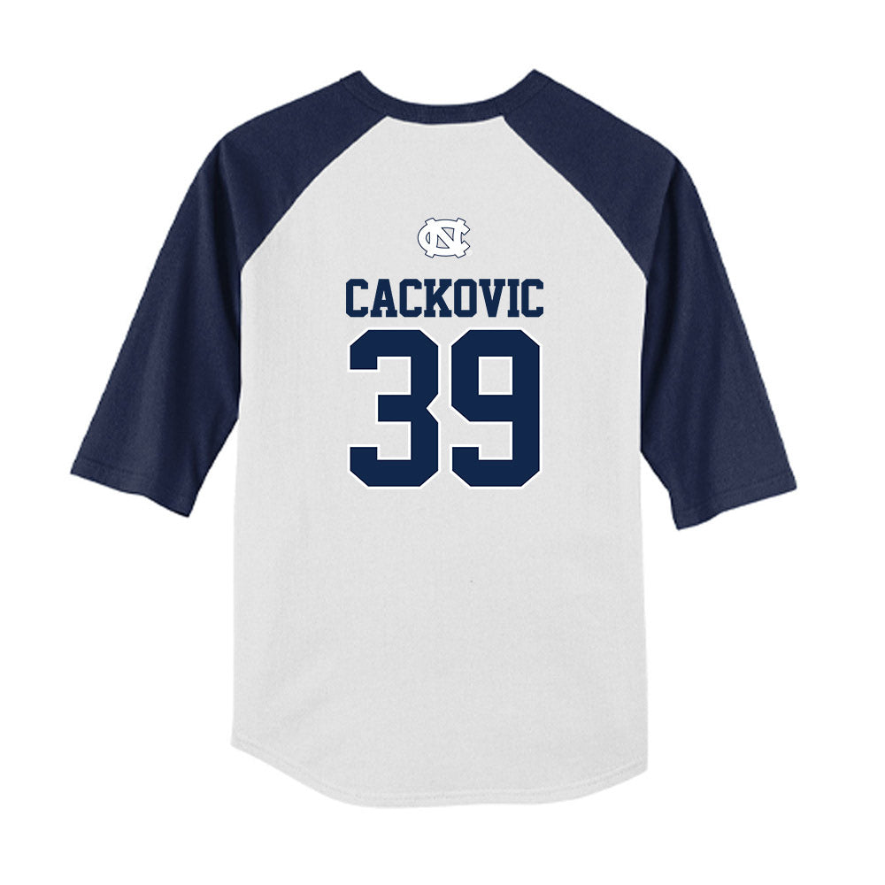 UNC - NCAA Baseball : Jake Cackovic - USA Youth Raglan T-Shirt-1