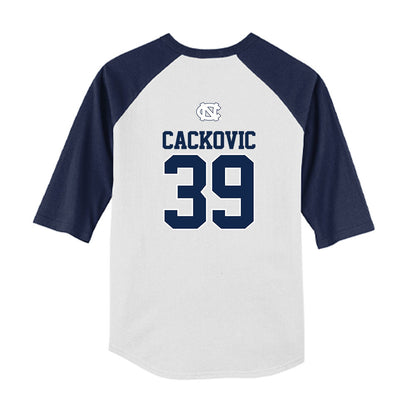 UNC - NCAA Baseball : Jake Cackovic - USA Youth Raglan T-Shirt-1