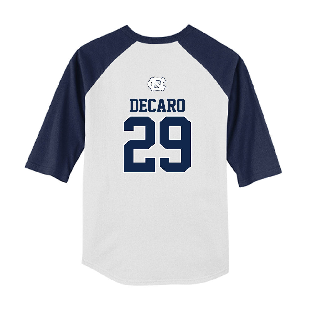UNC - NCAA Baseball : Jason DeCaro - USA Youth Raglan T-Shirt-1
