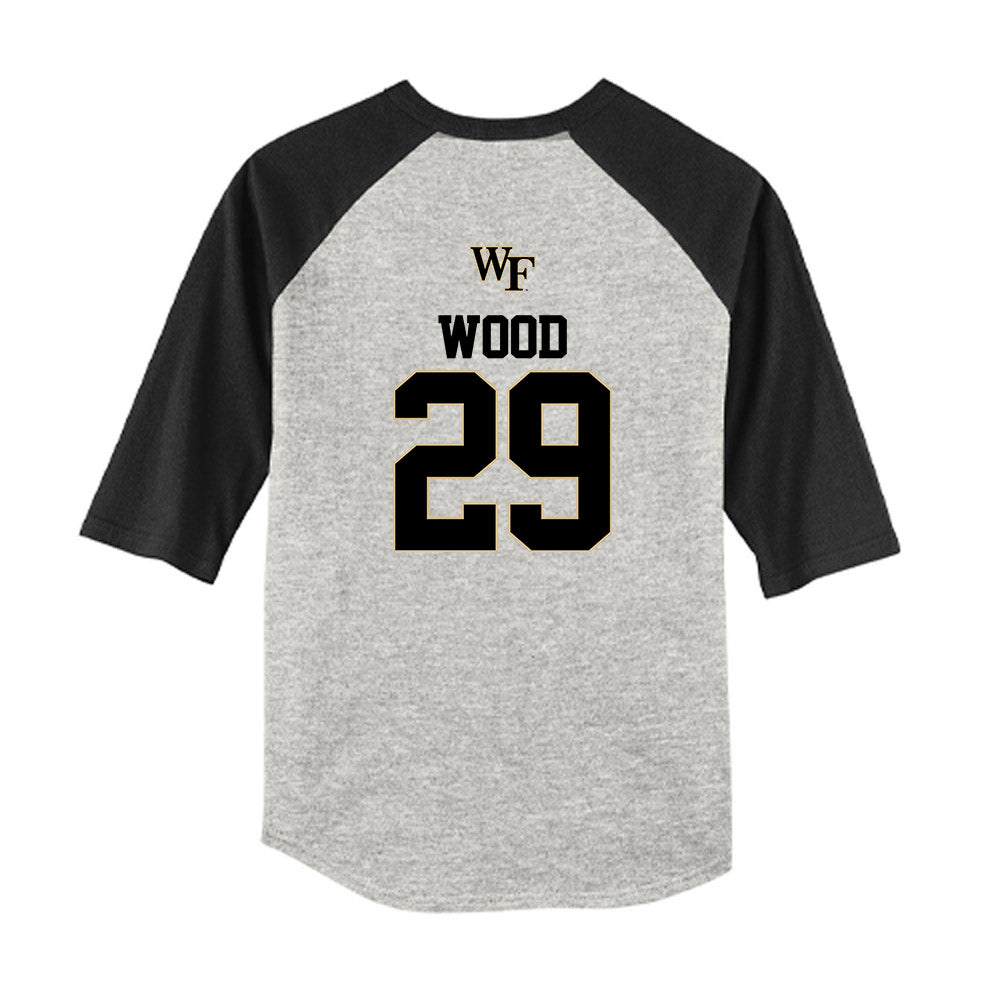 Wake Forest - NCAA Baseball : Tyler Wood - USA Youth Raglan T-Shirt-1